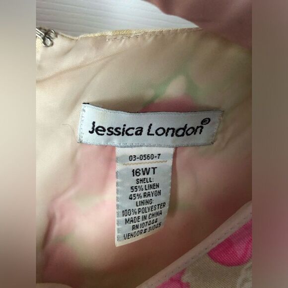 Jessica London Dress Cottagecore Floral 16WT Plus Sz Midi Linen Blend - Picture 4 of 9